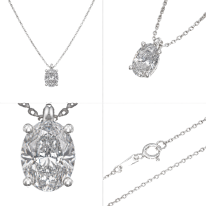 Platinum Oval Diamond Pendant Necklace