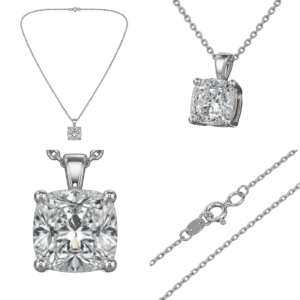 Platinum Cushion Diamond Pendant Necklace