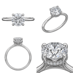 Platinum Round Hidden Halo Diamond Ring
