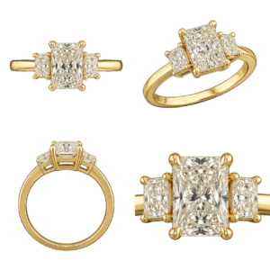 Yellow Gold Radiant Three-Stone Diamond Ring