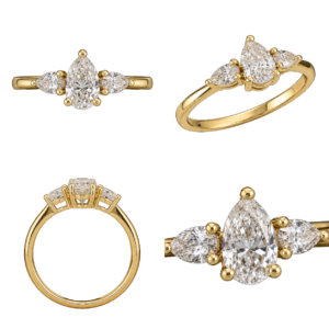 Yellow Gold Pear Three-Stone Diamond Ring