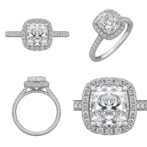 Platinum Cushion Halo Diamond Ring