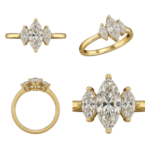 Yellow Gold Marquise Three-Stone Diamond Ring
