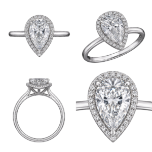 Platinum Pear Halo Diamond Ring