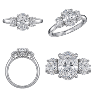 Platinum Oval Three-Stone Diamond Ring