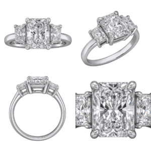 Platinum Radiant Three-Stone Diamond Ring