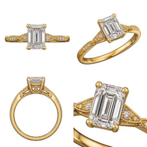 Yellow Gold Emerald Vintage Diamond Ring