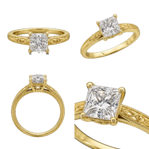 Yellow Gold Princess Vintage Diamond Ring