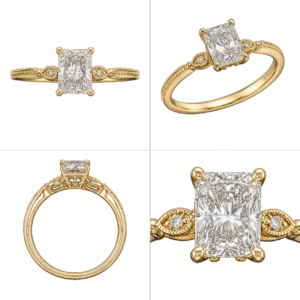 Yellow Gold Radiant Vintage Diamond Ring