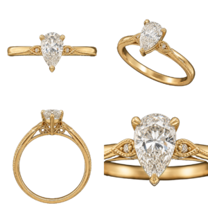 Yellow Gold Pear Vintage Diamond Ring