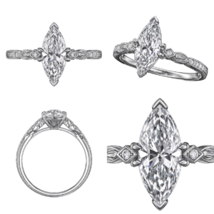 Platinum Marquise Vintage Lab Diamond Ring