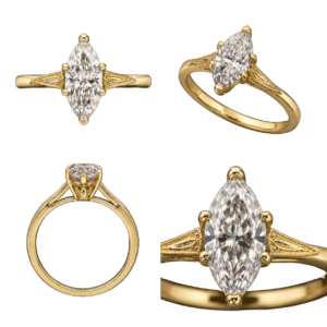 Yellow Gold Marquise Vintage Diamond Ring