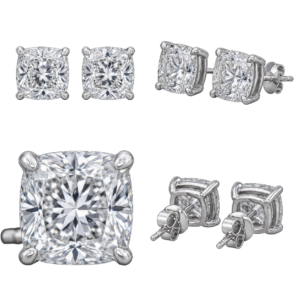 Platinum Cushion Diamond Stud Earrings