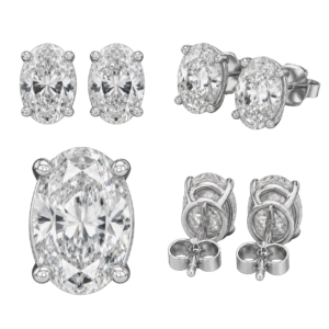 Platinum Oval Diamond Stud Earrings