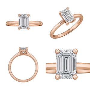Rose Gold Emerald Solitaire Diamond Ring