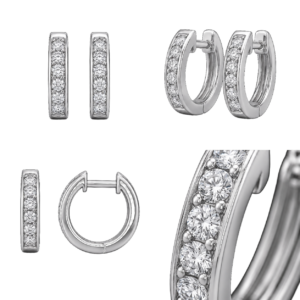 Platinum Diamond Huggie Hoop Earrings