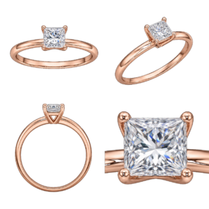 Rose Gold Princess Solitaire Diamond Ring