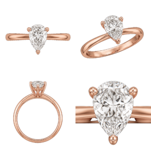 Rose Gold Pear Solitaire Diamond Ring