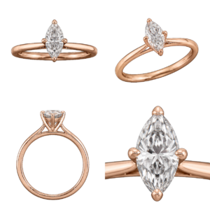 Rose Gold Marquise Solitaire Diamond Ring