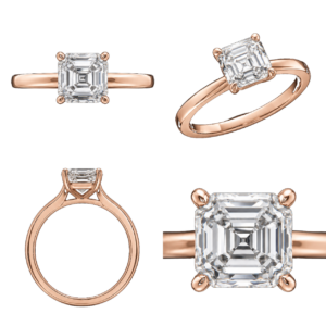 Rose Gold Asscher Solitaire Diamond Ring