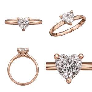 Rose Gold Heart Solitaire Diamond Ring