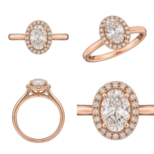 Rose Gold Oval Halo Diamond Ring