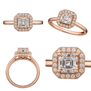 Rose Gold Asscher Halo Diamond Ring