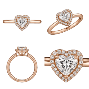 Rose Gold Heart Halo Diamond Ring