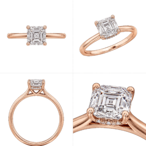 Rose Gold Asscher Hidden Halo Diamond Ring