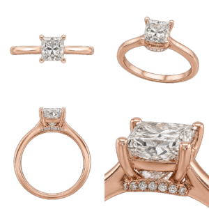 Rose Gold Princess Hidden Halo Diamond Ring