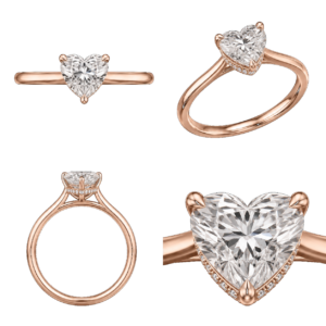 Rose Gold Heart Hidden Halo Diamond Ring
