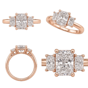 Rose Gold Radiant Three-Stone Diamond Ring