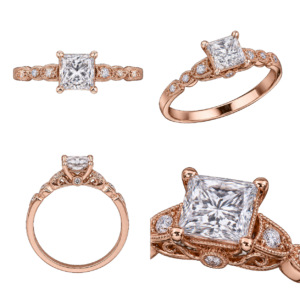 Rose Gold Princess Vintage Diamond Ring