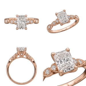 Rose Gold Radiant Vintage Diamond Ring