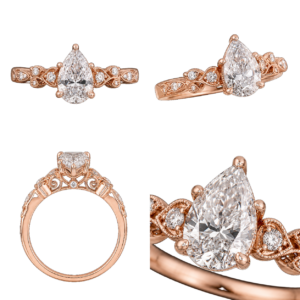 Rose Gold Pear Vintage Diamond Ring