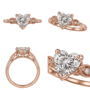 Rose Gold Heart Vintage Diamond Ring