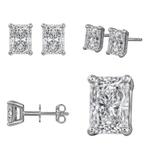 Platinum Radiant Diamond Stud Earrings