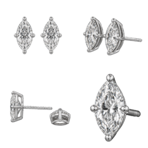 Platinum Marquise Diamond Stud Earrings