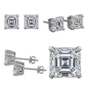 Platinum Asscher Diamond Stud Earrings