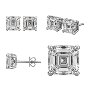 White Gold Asscher Diamond Stud Earrings