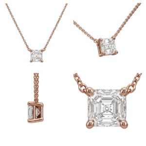 Rose Gold Asscher Solitaire Necklace