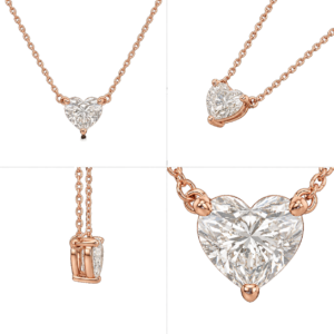 Rose Gold Heart Solitaire Necklace