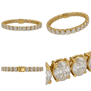 Yellow Gold Oval Diamond Bracelet