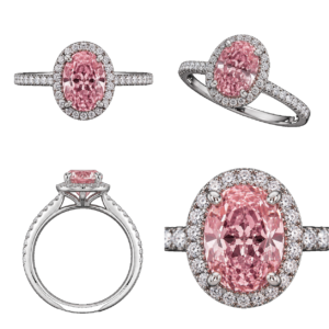 Fancy Pink Oval Halo Ring