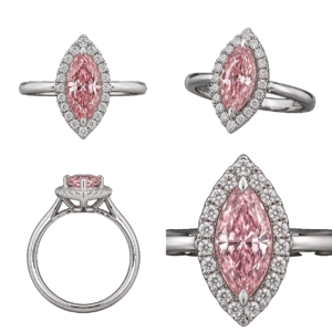 Fancy Pink Marquise Halo Ring