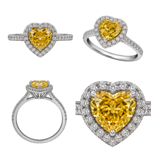 Fancy Yellow Heart Halo Ring