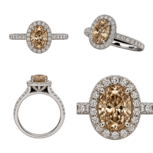 Fancy Champagne Oval Halo Ring