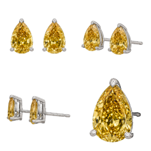 Fancy Yellow Pear Stud Earrings