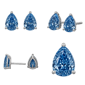 Fancy Blue Pear Stud Earrings