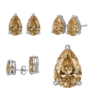 Fancy Champagne Pear Stud Earrings
